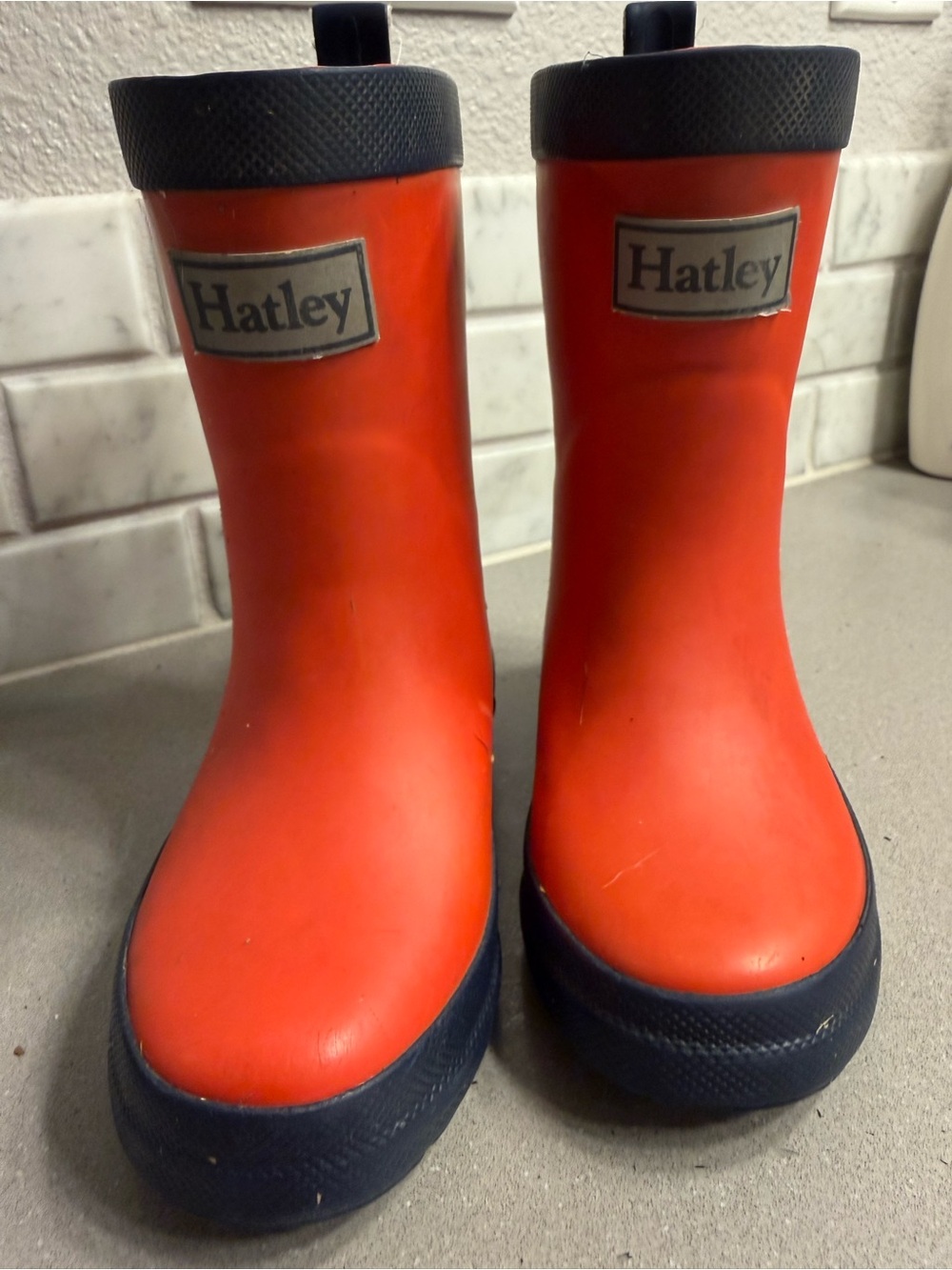 Hatley Red Kids Rain & Snow Boots with Navy Trim